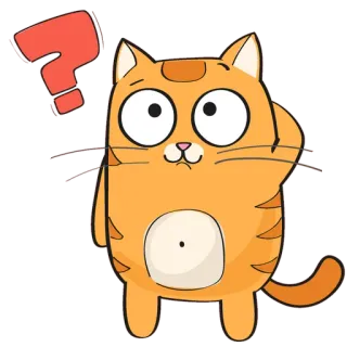 🐱 chat, point d'interrogation, confus, réflexion, chat orange, chat dessin animé, question, illustration whatsapp sticker