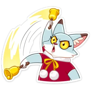 🔔 animal, raposa, sino, desenho animado, personagem telegram sticker