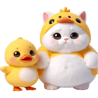 🐥 słodki, kawaii, kot, kaczka, zwierzę, kreskówka, zwierzę domowe, żółty telegram sticker