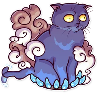 🔥 cat, clouds, animal, sticker, blue, cute, fantasy telegram sticker
