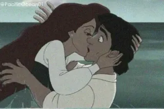 😘 Ariel The Little Mermaid baiser, dessin animé, ariel, disney, princesse, romantique whatsapp sticker
