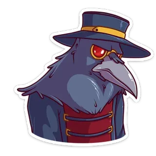 😡 uccello, medico della peste, cartone animato, cappello, maschera, personaggio telegram sticker