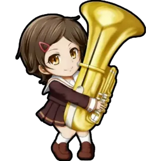 😍 fille, tuba, instrument, musique, uniforme scolaire, animé telegram sticker
