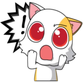 😱 动漫, 猫, 震惊, 感叹号, 惊讶, 动物, 卡通 whatsapp sticker