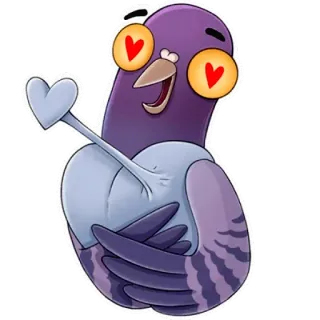 😍 pigeon, love, heart, bird, cartoon, animal telegram sticker