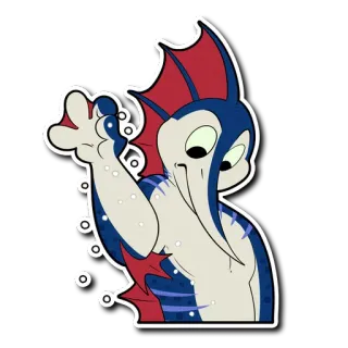 😠 cartoon character, creature, monster, fish, wave, sticker telegram sticker