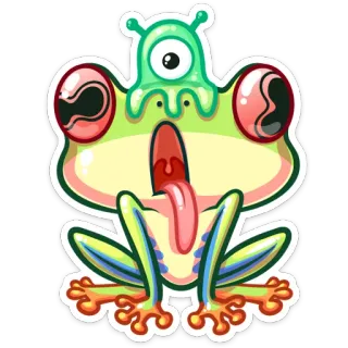 🤪 rana, alieno, cartone animato, divertente, carino, adesivo telegram sticker