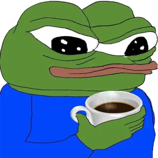 ☕️ Pepe the Frog pepe, rana, meme, meme de internet, café, bebiendo telegram sticker