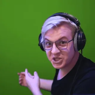 🎐 man, person, headphones, glasses, portrait, white hair, pointing telegram sticker