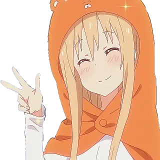✌️ Umara Doma Himouto! Umaru-chan Anime, Dessin animé, Joyeux, Fille, Signe de paix whatsapp sticker