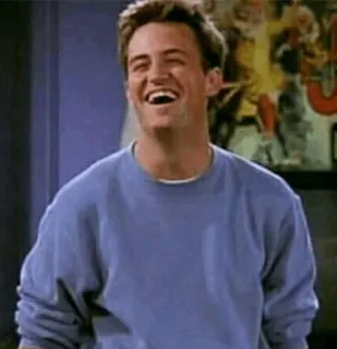 😆 Chandler Bing Friends Chandler, Przyjaciele, śmiech, szczęśliwy, Matthew Perry, serial TV telegram sticker
