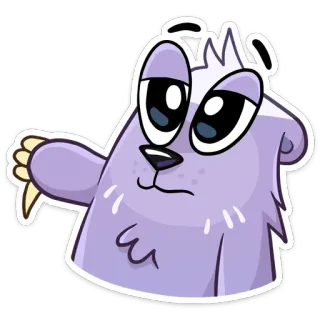 👎 медведь, мультик, животное, стикер, милый, фиолетовый, скучно, жест telegram sticker