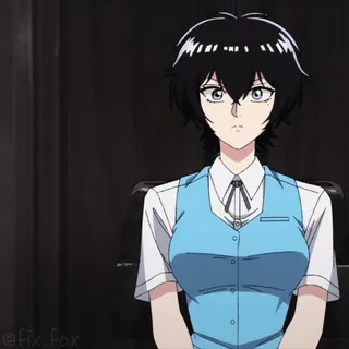 😱 动漫, 女性, 角色, 女孩, 制服, 蓝色背心 telegram sticker