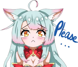 😢 Please 애니메이션, 귀여운, 애원하는, 간청하는, 네코미미, 카와이 telegram sticker