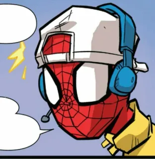🕸 Spider-Man quadrinhos, homem-aranha, fones de ouvido, chapéu, super-herói telegram sticker