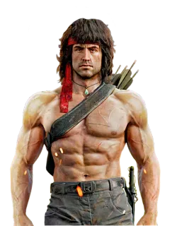 💪 Rambo Rambo, action, movie, soldier, muscle, war, character telegram sticker