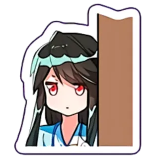 😶 Anime, Kreskówka, Naklejka, Dziewczyna, Słodkie, Podglądanie telegram sticker