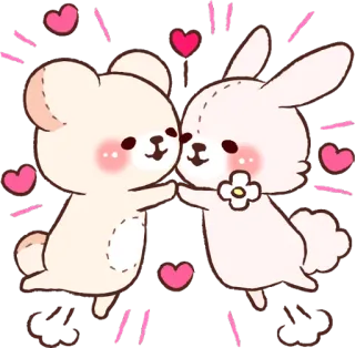 😍 Bär, Hase, Liebe, süß, Herzen, Sticker, Cartoon telegram sticker