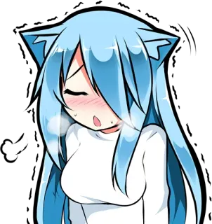 😤 Anime, Ragazza, Presuntuosa, Sorrisetto, Orecchie da gatto, Meme whatsapp sticker