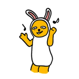 😃 кролик, танцы, желтый, мультфильм, музыка telegram sticker