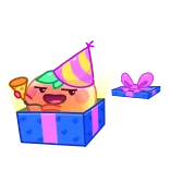 😂 fête, anniversaire, célébration, pizza, cadeau, dessin animé whatsapp sticker