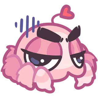 😒 귀여운, 괴물, 분홍색, 화난, 만화, 캐릭터 telegram sticker