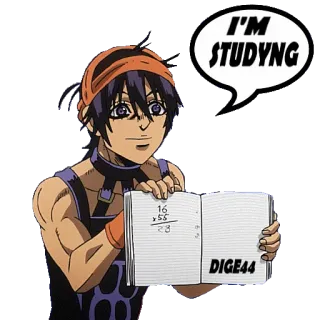 📓 I'M STUDYNG Anime, Belajar, Narancia, JoJo's Bizarre Adventure whatsapp sticker