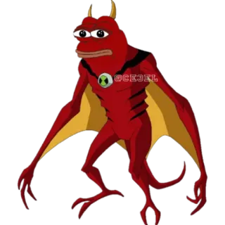 🐸 @CE3EL pepe, red, monster, alien, wings, demon telegram sticker