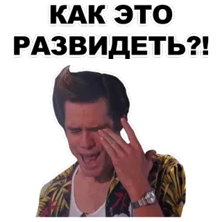😳 Ace Ventura Ace Ventura: Pet Detective КАК ЭТО РАЗВИДЕТЬ?! Jim Carrey, poner los ojos en blanco, asco, película, comedia, detective de mascotas, gracioso whatsapp sticker