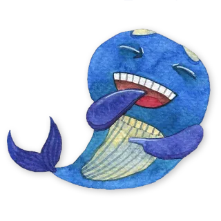 😄 baleine, dessin animé, animal, créature marine, bleu telegram sticker