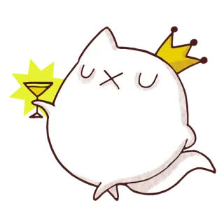 🍷 cat, drink, crown, cute, cartoon, alcohol, party whatsapp sticker