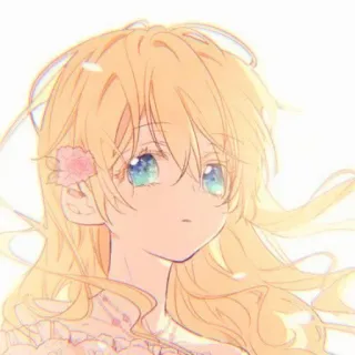🌨️ animé, cheveux blonds, mignon, illustration, dessin animé, fille whatsapp sticker
