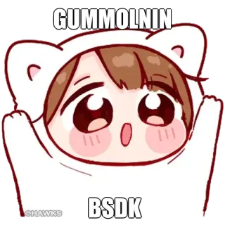 🤔 GUMMOLNIN
BSDK carino, orso, felpa con cappuccio, anime, cartone animato whatsapp sticker