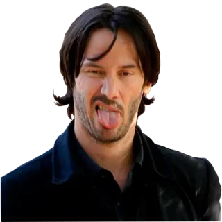 😜 Keanu Reeves Keanu Reeves, actor, tongue, funny face whatsapp sticker