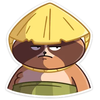 😒 animal, tanuki, sombrero, dibujos animados whatsapp sticker