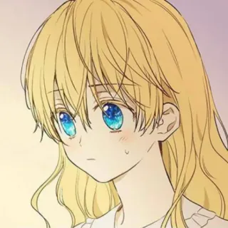 👑 Anime, Fille, Blonde, Personnage, Illustration, Dessin animé, Portrait telegram sticker