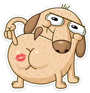 💋 dog, kiss, butt, cartoon, sticker telegram sticker