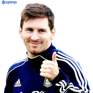 👍 Messi ฟุตบอล, ยกนิ้วโป้ง, อเมริกันฟุตบอล, นักกีฬา, กีฬา telegram sticker