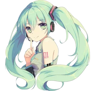 😊 Hatsune Miku 01 Anime, Manga, Vocaloid, Grüne Haare, Süß, Mädchen telegram sticker