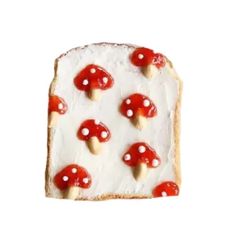 🍄 蘑菇, 吐司, 早餐, 食物, 甜, 奶油奶酪, 蘑菇吐司 telegram sticker