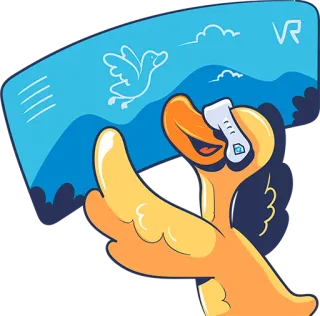 😎 VR duck, virtual reality, bird, technology, cartoon whatsapp sticker