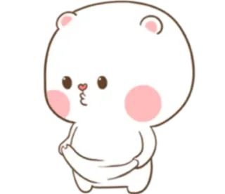 😐 bear, cute, cartoon, animal, kiss, white, illustration telegram sticker