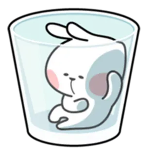 😔 mignon, lapin, verre, animal, dessin animé telegram sticker