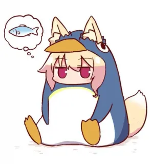 🦈 Anime, Pinguim, Raposa, Peixe, Fofo, Chibi telegram sticker