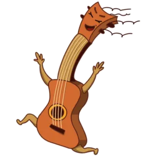 😝 gitaar, muziekinstrument, cartoon, sticker telegram sticker