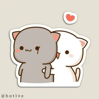 ☹ @hotlve cats, kawaii, cute, love, heart, cartoon telegram sticker