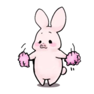 💪 свинья, кролик, черлидер, милый, животное, розовый, мультфильм telegram sticker