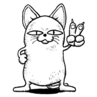 ✌️ 猫, 動物, ピースサイン, 侮辱的なジェスチャー, イラスト, ステッカー telegram sticker