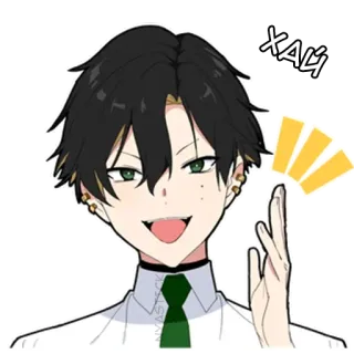👋 XALI animé, homme, personnage, sourire whatsapp sticker