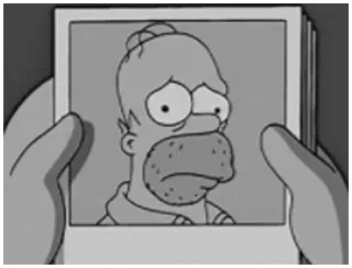 😟 Homer Simpson The Simpsons Homer Simpson, sad, the Simpsons, cartoon, black and white telegram sticker